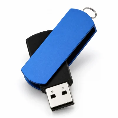 Cận miếng xoay màu xanh, thân tối màu và đầu kết nối USB
