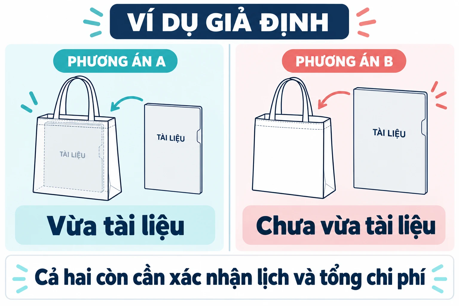 Sơ đồ giả định phương án A vừa tài liệu và B chưa vừa tài liệu