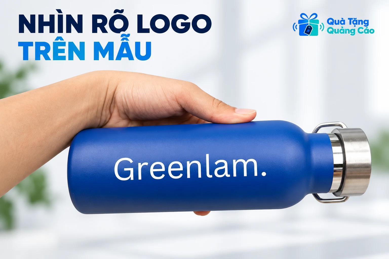 Cận thân bình xanh Greenlam cùng vùng chữ in và phần nắp theo ảnh nguồn