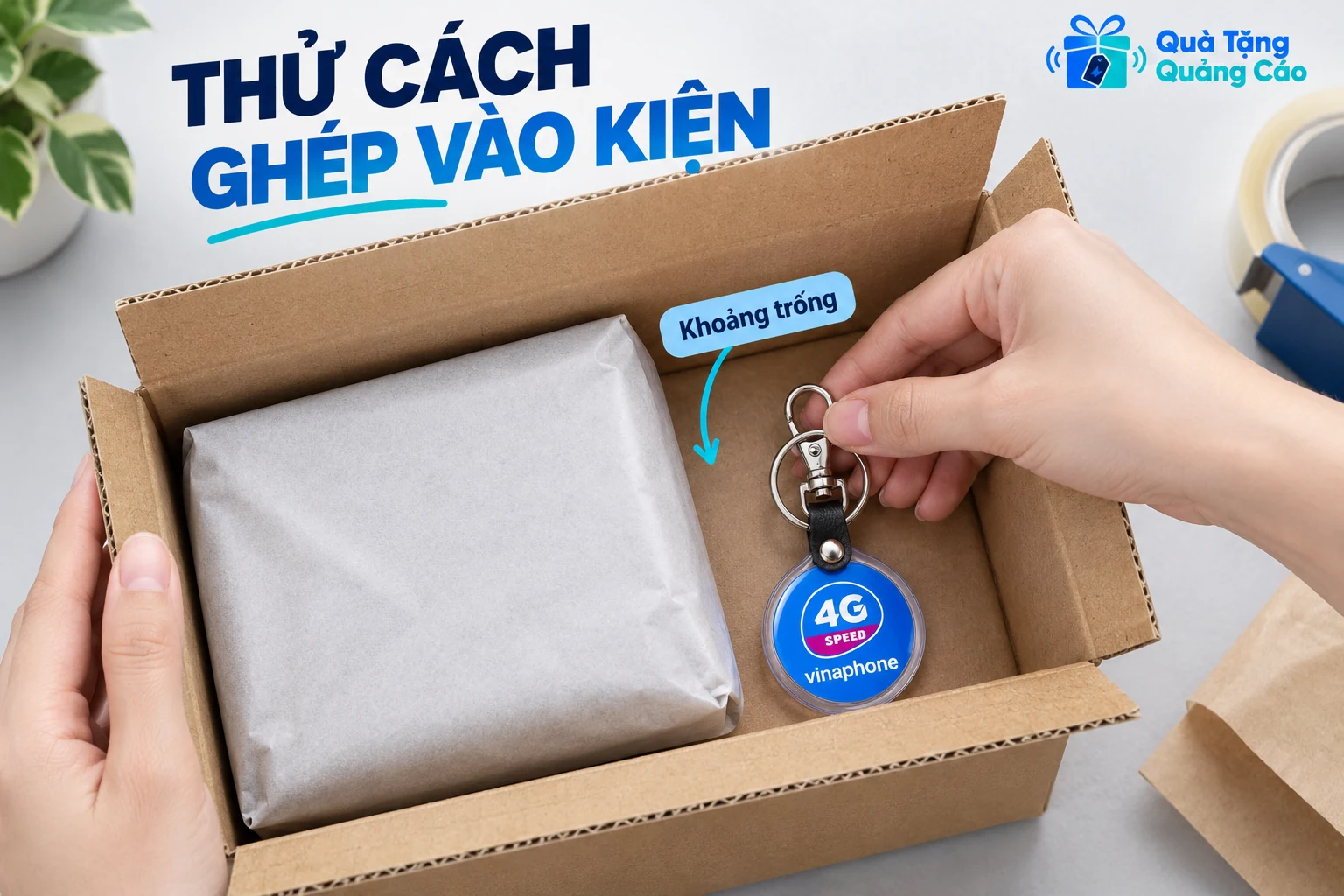 Xếp thử móc khóa ở vị trí riêng trong kiện hàng